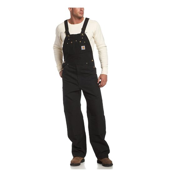 NWT Carhartt Men's Duck Bib Unlined Overalls Workwear Black $160 36x30 R01 2D147